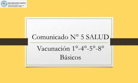 COMUNICADO N° 5.- SALUD (Vacunación 1°- 4°- 5°- 8° Básicos)