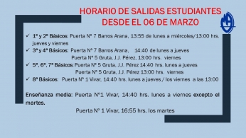 AVISO IMPORTANTE, HORARIOS SALIDAS DESDE EL 06 DE MARZO